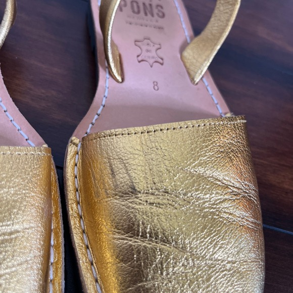Pons Avarcas Classic Style Metallic Gold Slingback Sandals Women's size 8 - Picture 8 of 12